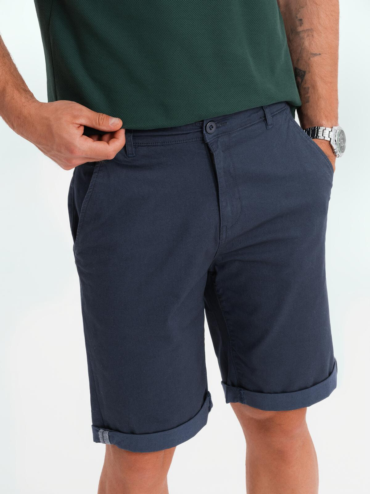 Ombre Men's classic chino shorts with rolled up leg - navy blue