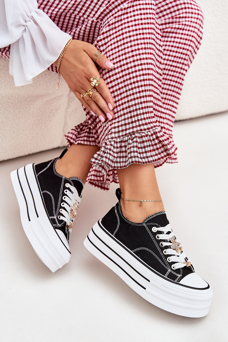 Boto Dámské Tenisky Na Platformě Se Zlatými Připínkami Černé Fiorina