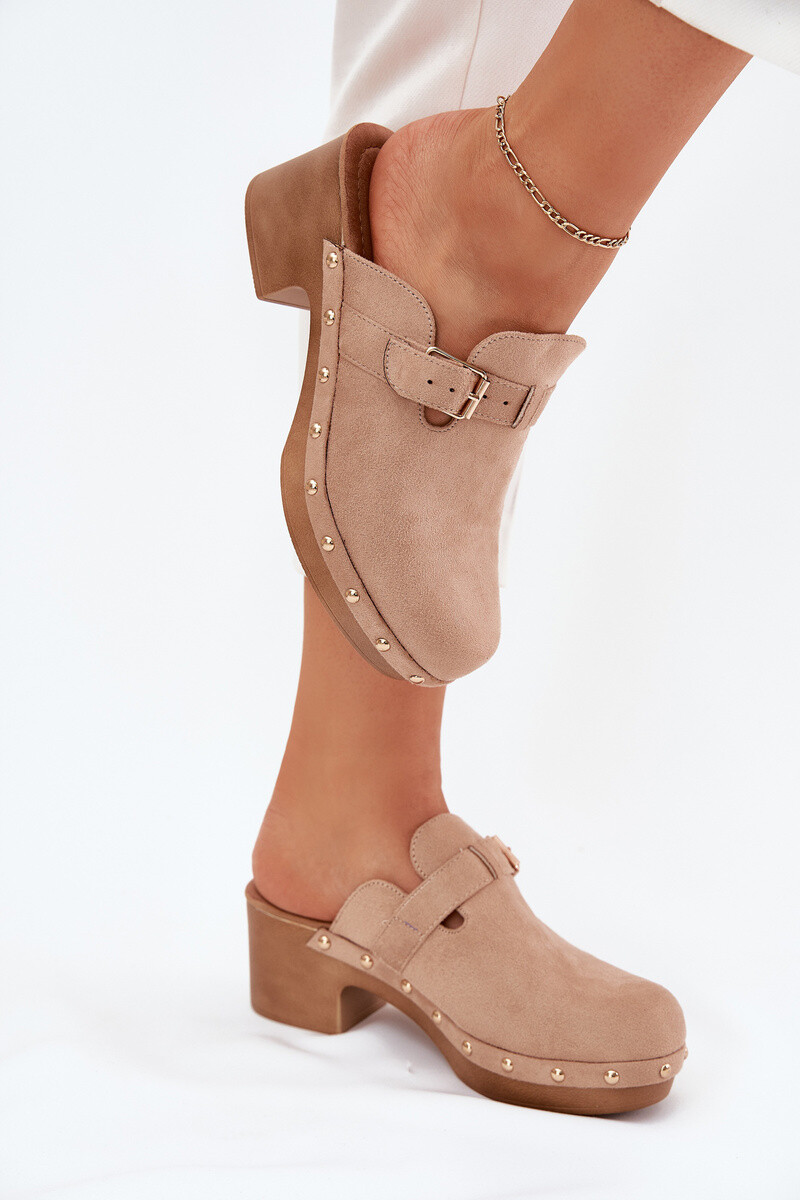 Boto Dámské sandály na podpatku s přezkou béžové Veldexina