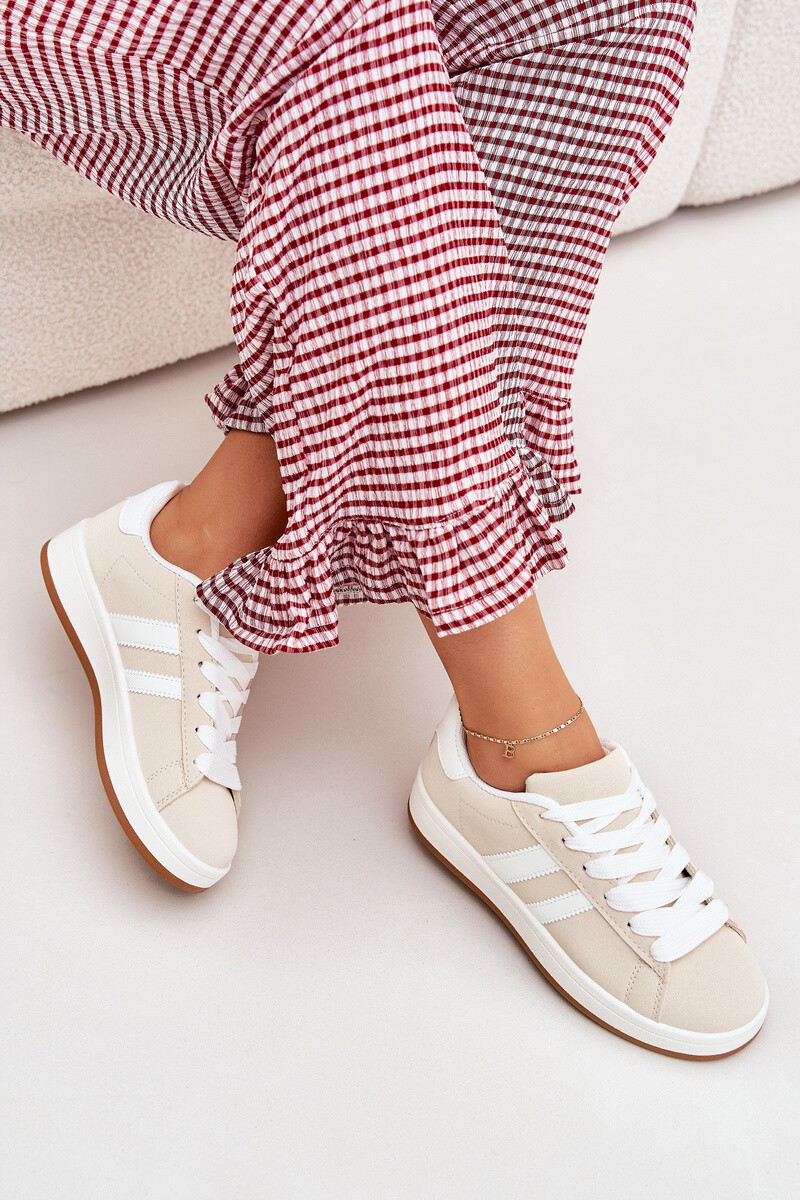 Boto Dámské Sportovní Boty Sneakersy Z Eko Kůže Béžové Ravina