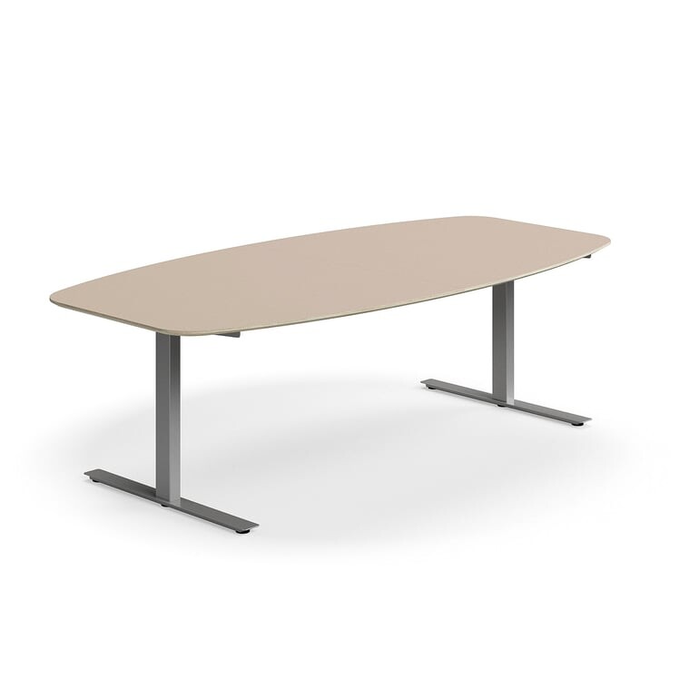 Jednací stůl NOVUS, T-nohy, 2400x1200 mm, stříbrná/jílově šedá