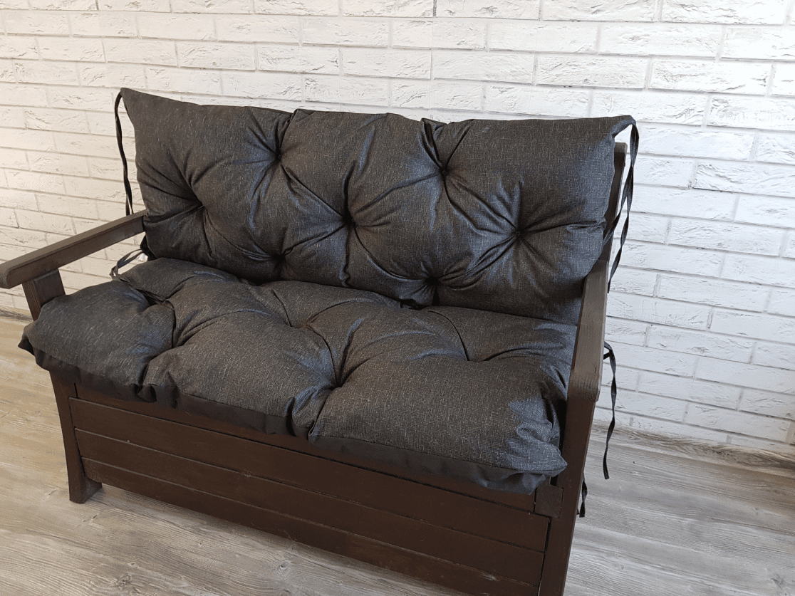 VLASTNÍ ROZMĚR prošívané sezení ELIAS, polstr na zahradní lavici - sedák s opěrkou, ČERNÁ 01, Mybesthome