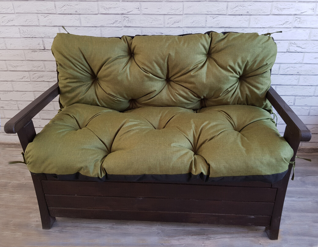 VLASTNÍ ROZMĚR prošívané sezení ELIAS, polstr na zahradní lavici - sedák s opěrkou, ZELENÁ color 19, Mybesthome