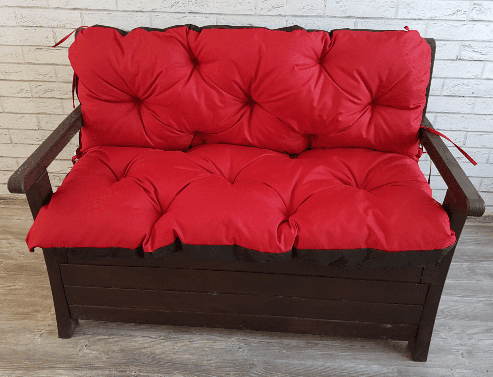 VLASTNÍ ROZMĚR prošívané sezení JONAS, polstr na zahradní lavici - sedák s opěrkou, červená 10, Mybesthome