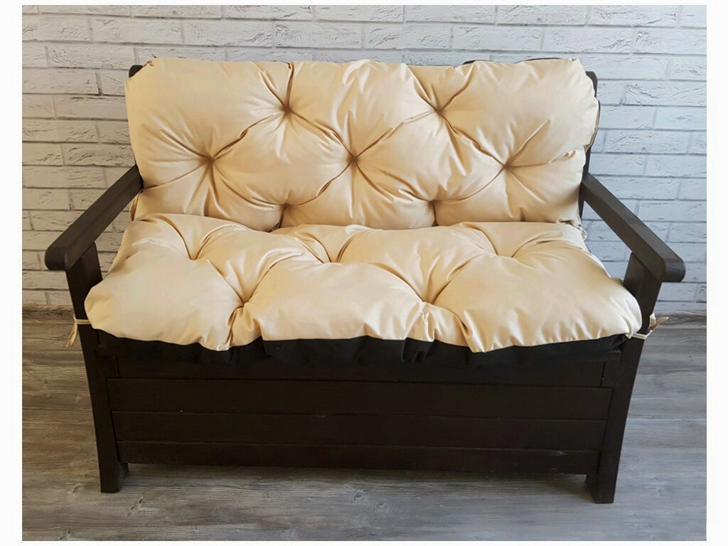 VLASTNÍ ROZMĚR prošívané sezení JONAS, polstr na zahradní lavici - sedák s opěrkou, světle béžová 17, Mybesthome