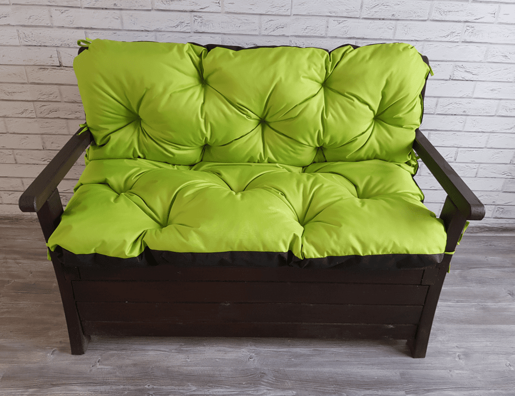 VLASTNÍ ROZMĚR prošívané sezení JONAS, polstr na zahradní lavici - sedák s opěrkou, limonka 19, Mybesthome