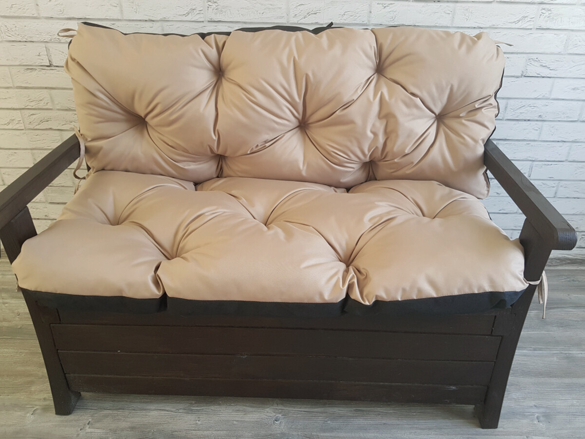 VLASTNÍ ROZMĚR prošívané sezení JONAS, polstr na zahradní lavici - sedák s opěrkou, béžová 21, Mybesthome