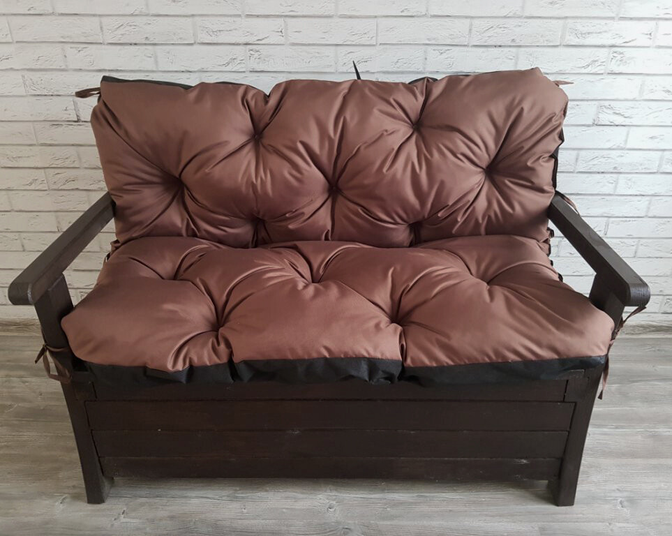 VLASTNÍ ROZMĚR prošívané sezení JONAS, polstr na zahradní lavici - sedák s opěrkou, hnědá 22, Mybesthome