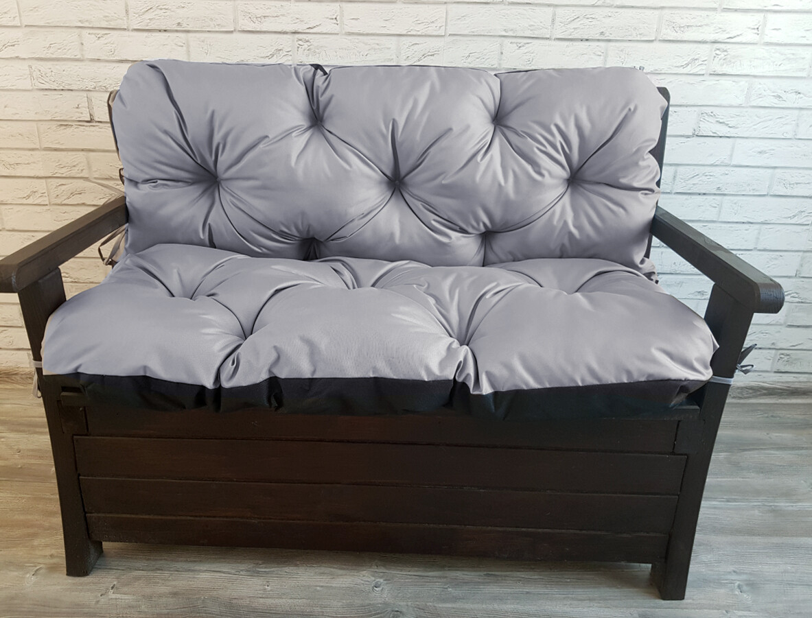 VLASTNÍ ROZMĚR prošívané sezení JONAS, polstr na zahradní lavici - sedák s opěrkou, šedá 23, Mybesthome