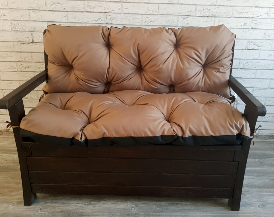 VLASTNÍ ROZMĚR prošívané sezení JONAS, polstr na zahradní lavici - sedák s opěrkou, cappuccino 44, Mybesthome