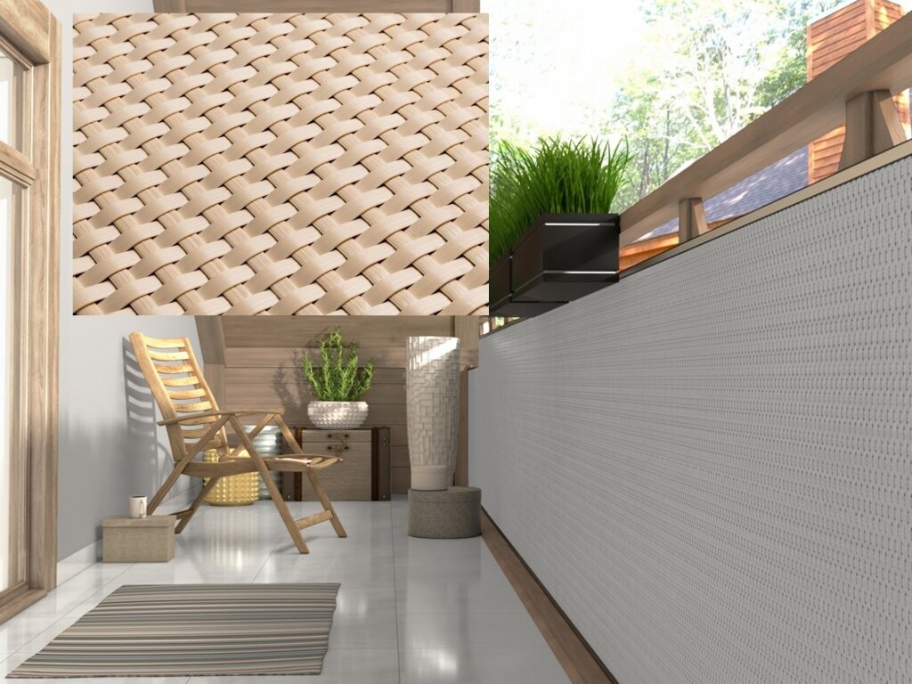 VLASTNÍ ROZMĚR balkonová ratanová zástěna MALMO, béžová, výška 100 cm, 1300 g/m2 MyBestHome