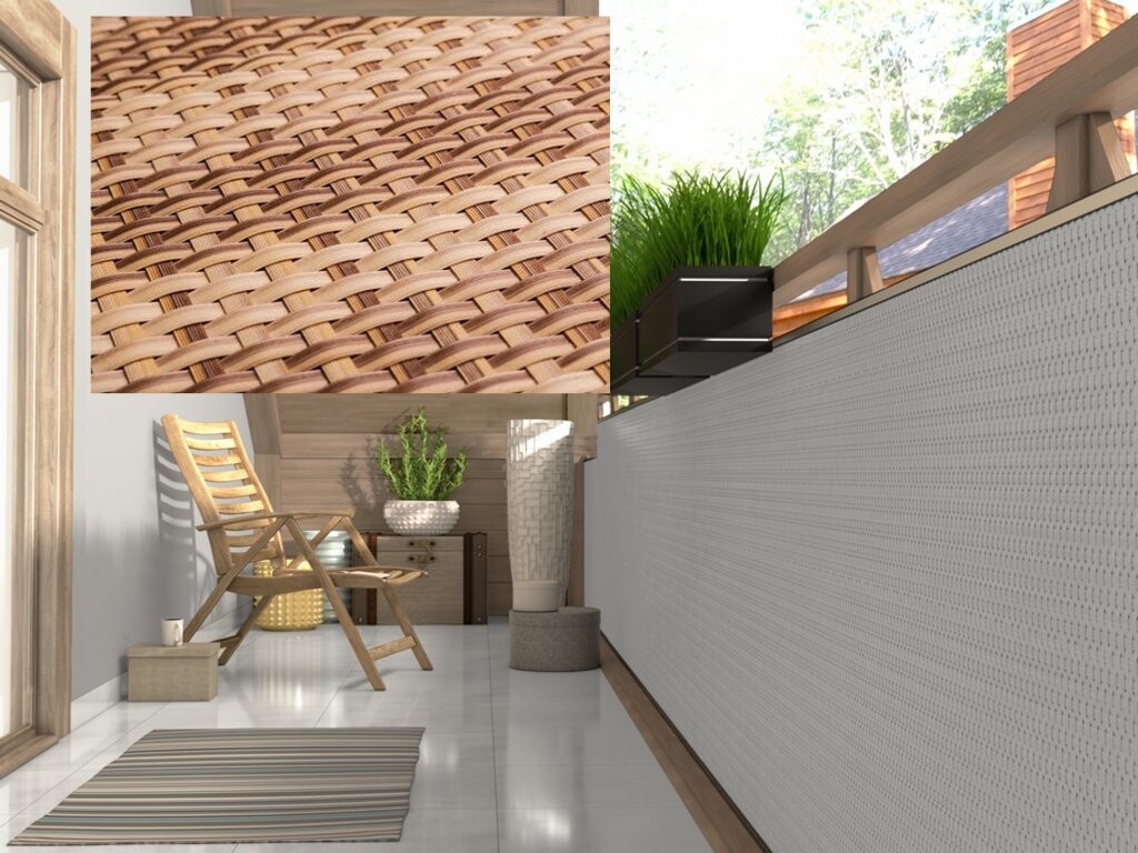 VLASTNÍ ROZMĚR balkonová ratanová zástěna MALMO, béžová/hnědá, výška 110 cm, 1300 g/m2 MyBestHome