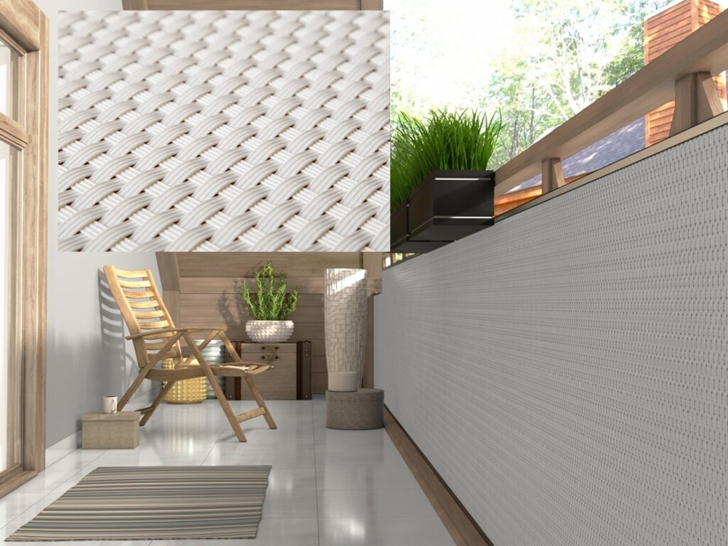 VLASTNÍ ROZMĚR balkonová ratanová zástěna MALMO, bílá, výška 110 cm šířka 1300 g/m2 MyBestHome