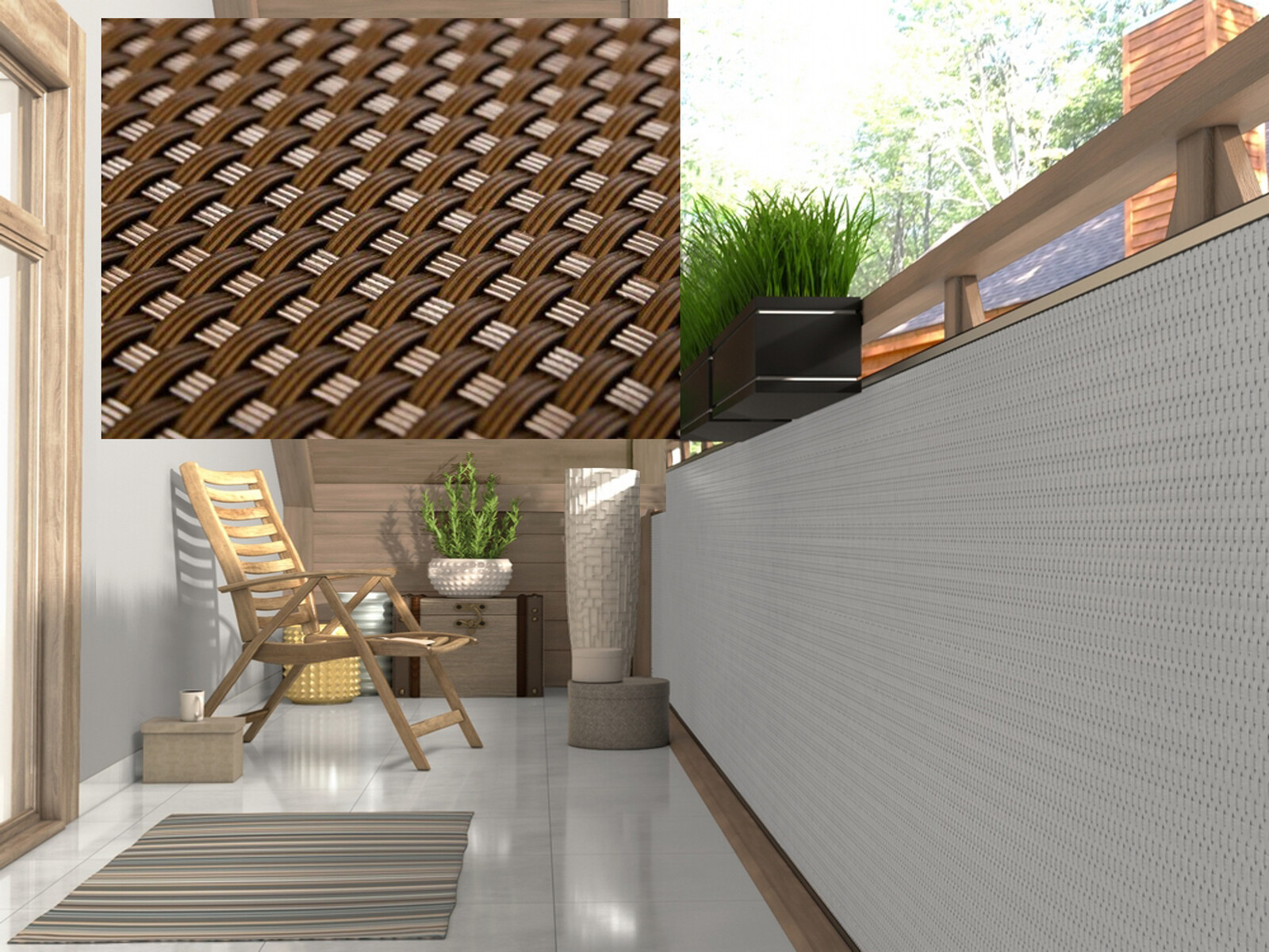 Produkt VLASTNÍ ROZMĚR balkonová ratanová zástěna MALMO, hnědá, výška 100 cm, 1300 g/m2 MyBestHome