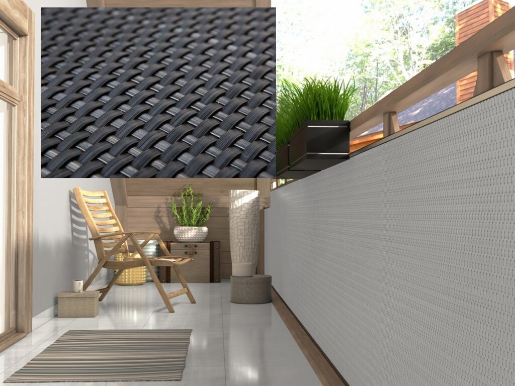 Produkt VLASTNÍ ROZMĚR balkonová ratanová zástěna MALMO, tmavě šedá, výška 100 cm, 1300 g/m2 MyBestHome