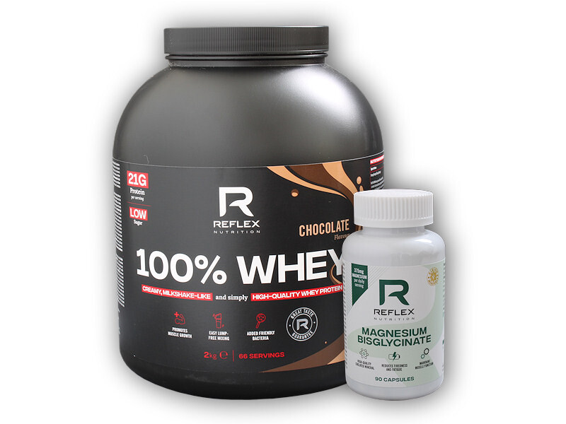 Reflex Nutrition 100% Whey Protein 2000g + Magnesium Bisglycinate 90 kapslí ZDARMA Varianta: čokoláda