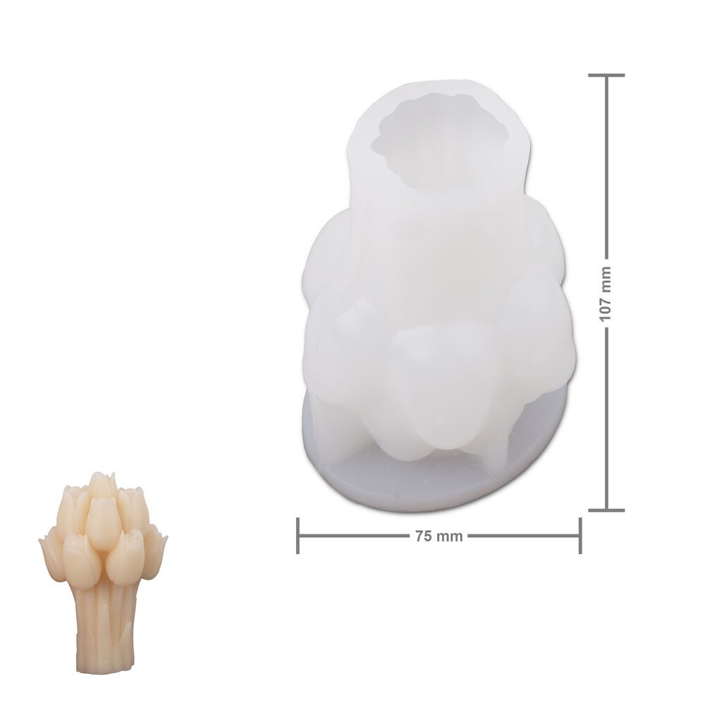 Manumi silikonová forma na odlévání kreativní hmoty 75 x 107 mm ve tvaru kytice tulipánů - 1 ks