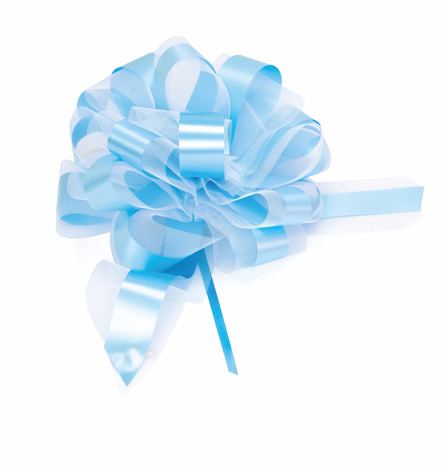 Mašle světle modrá lesklá 1 ks 22 cm