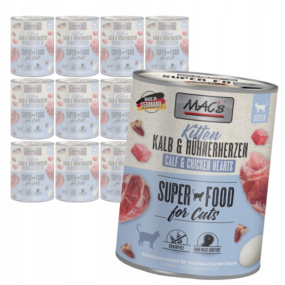 MAC's Cat 6 x 800 g - Kitten (telecí s kuřecími srdíčky)