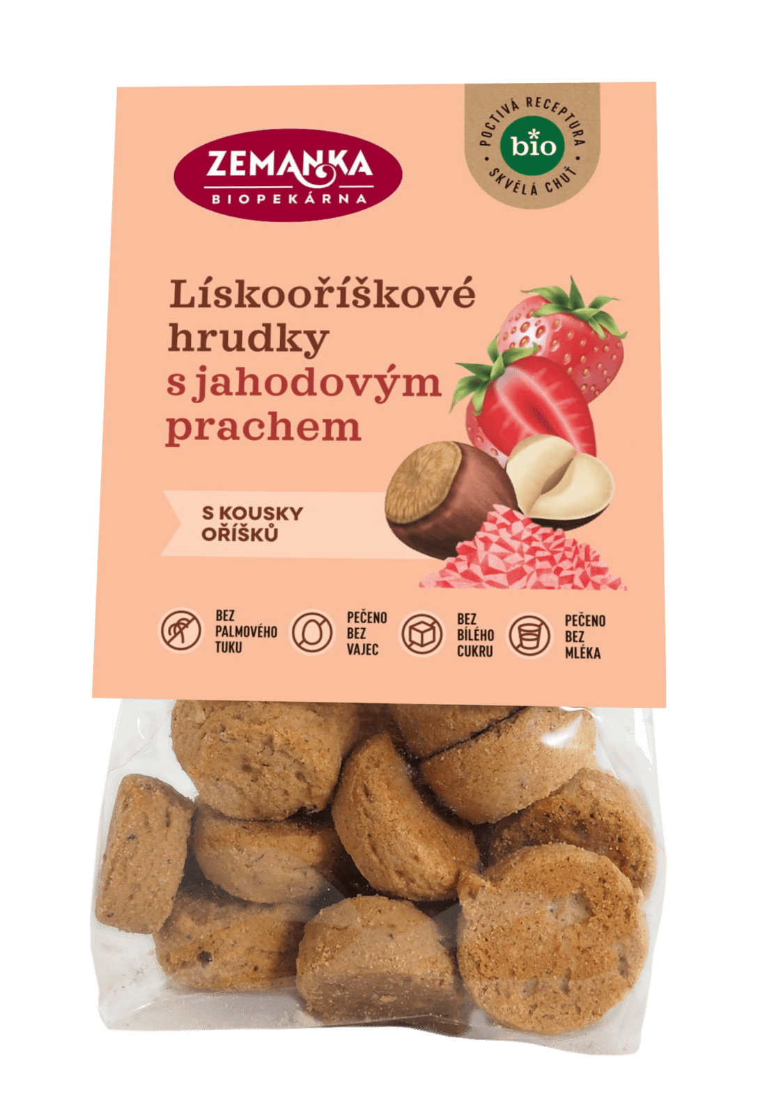 ZEMANKA Lískooříškové bio hrudky s jahodovým prachem 100 g