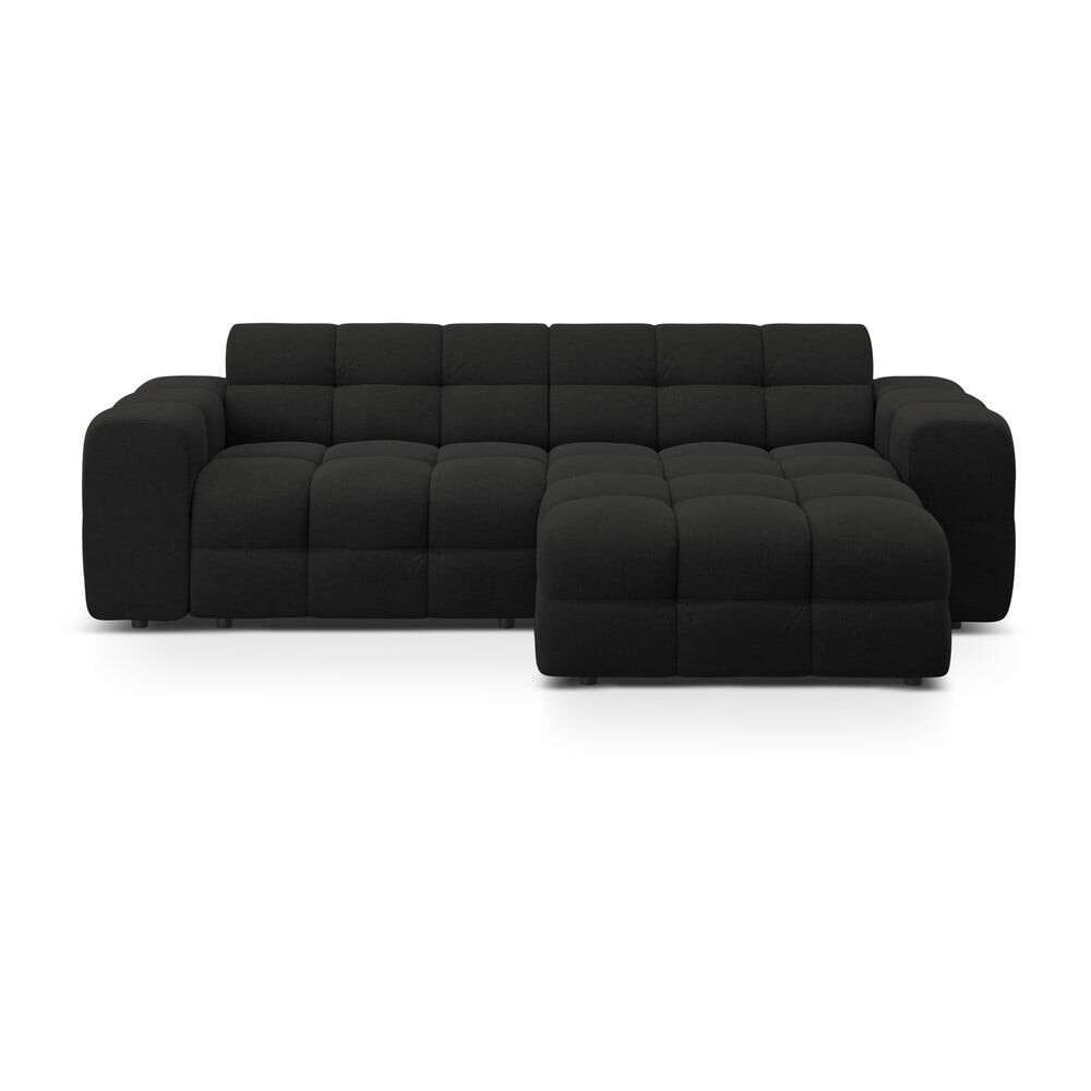 Černá rohová pohovka (pravý roh/s lenoškou) Kendal – Micadoni