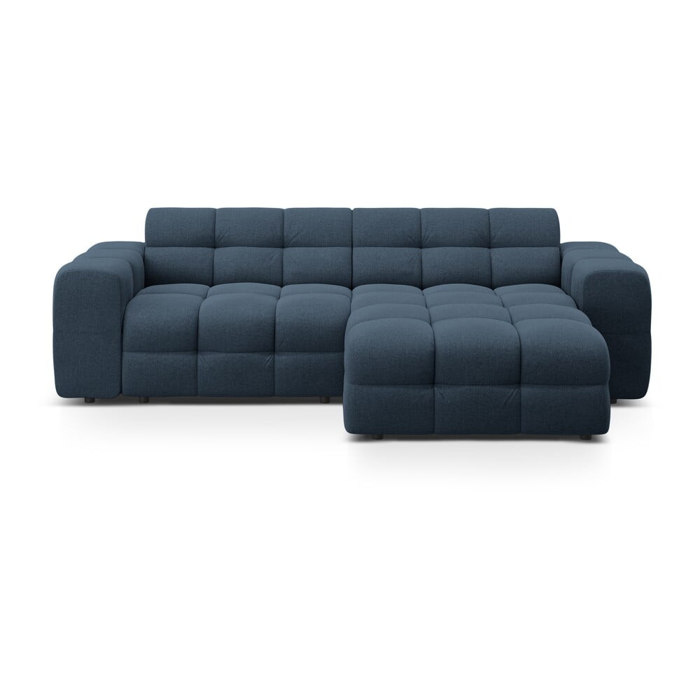 Tmavě modrá rohová pohovka (pravý roh/s lenoškou) Kendal – Micadoni