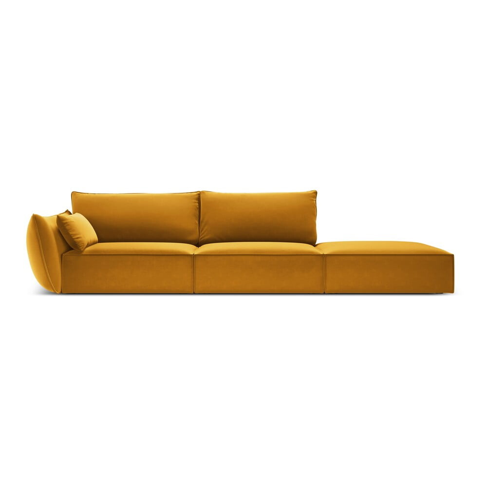 Sametová pohovka v hořčicové barvě levý roh 264 cm Vanda – Mazzini Sofas