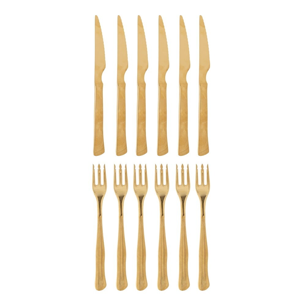 Nerezový příbor 12 ks ve zlaté barvě Ollin – Bloomingville