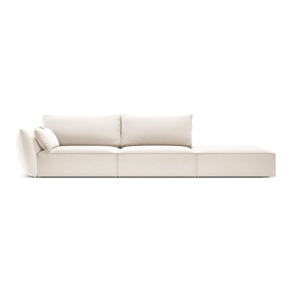 Béžová sametová pohovka levý roh 264 cm Vanda – Mazzini Sofas