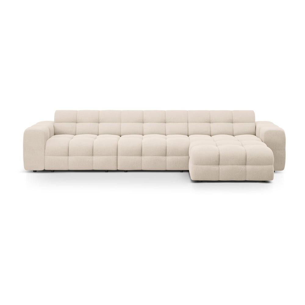 Béžová rohová pohovka (pravý roh/s lenoškou) Kendal – Micadoni