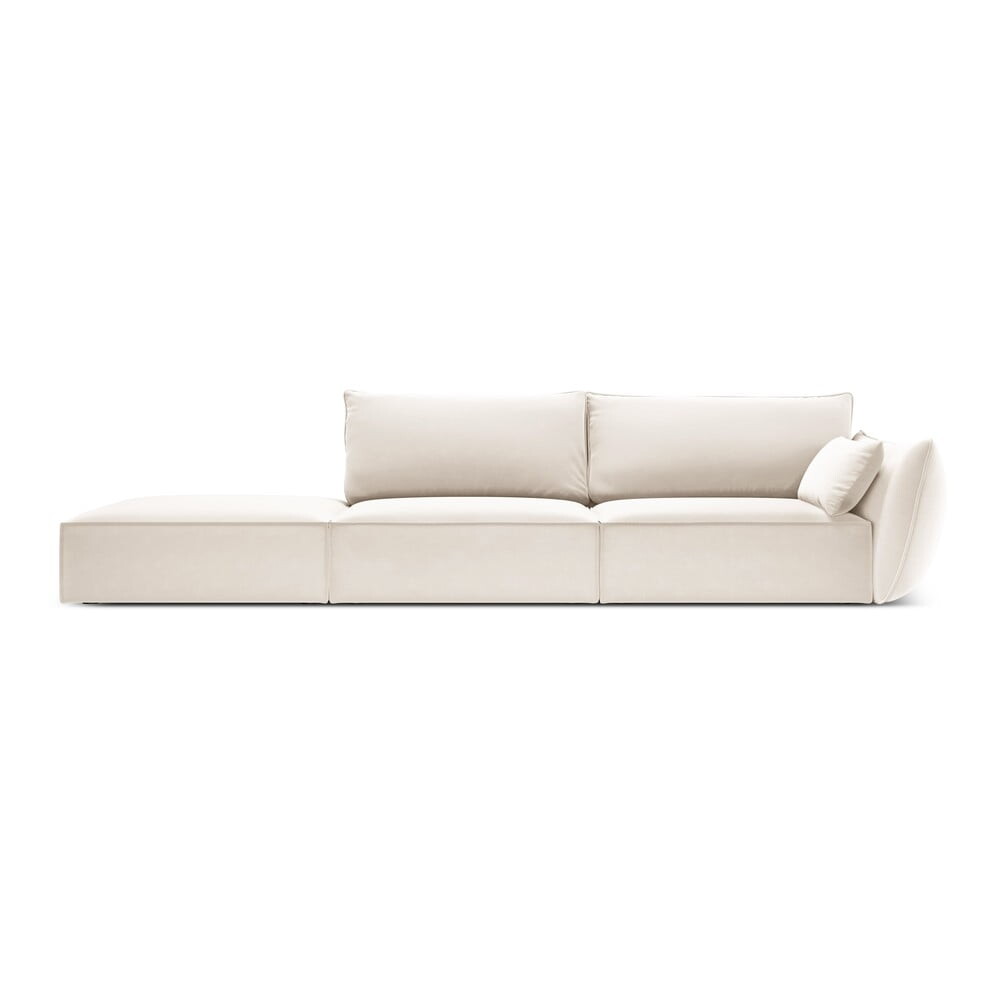 Béžová sametová pohovka pravý roh 264 cm Vanda – Mazzini Sofas
