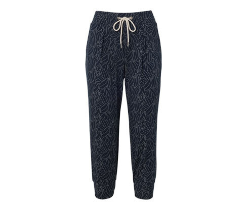 Tchibo - 3/4 žerzejové kalhoty - pro ženy - vel. S 36/38 - barva: modrá/s potiskem