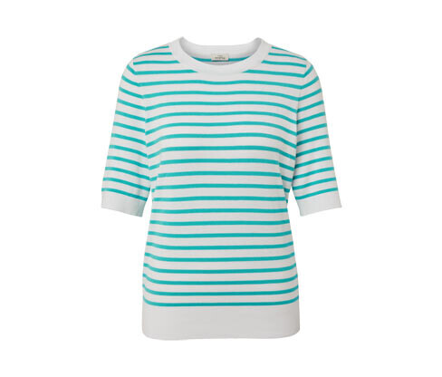 Tchibo - Pruhovaný svetr z jemného úpletu - pro ženy - vel. S 36/38 - barva: bílá/s proužky