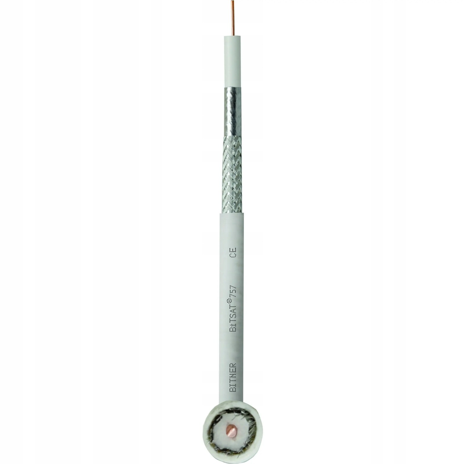 Koaxiální Kabel Drát 75-1,05-5,0-6,9 Cu Bílý Pvc 500MB Bitner