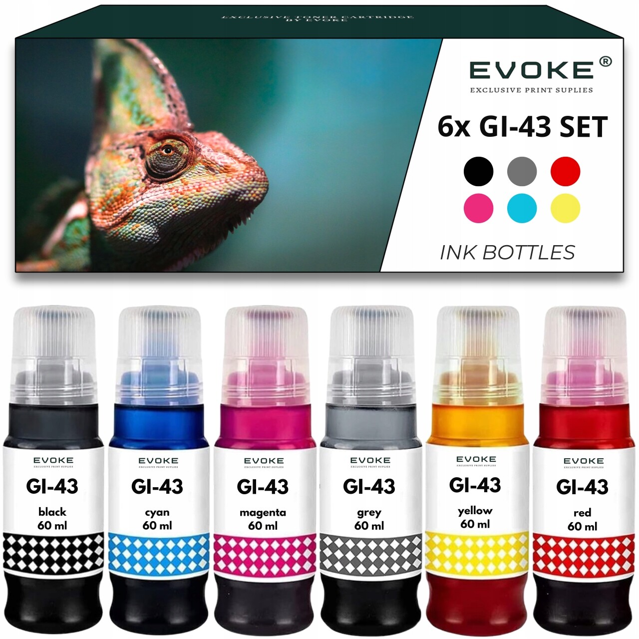 Inkoust do tiskárny Canon Pixma GI43 Sada 6 x 60 Ml GI-43 Pixma G540 G640