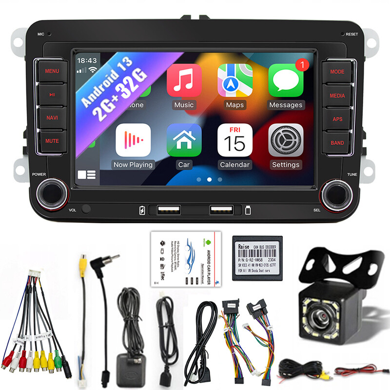 Rádio 2DIN Android 13 Vw Passat B6 B7 Golf 5 V 6 Tiguan Touran Caddy Polo