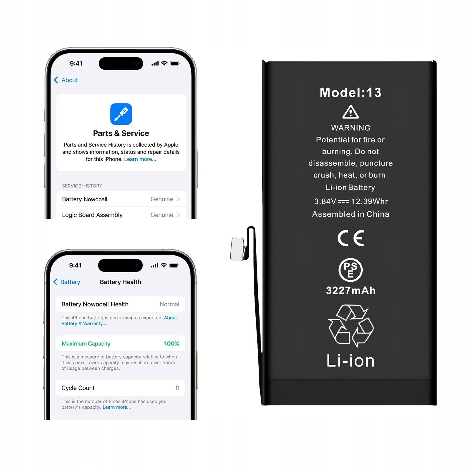 Baterie pro iPhone 13 3240 mAh Bez zprávy Oem Kvalita Kondice 100%