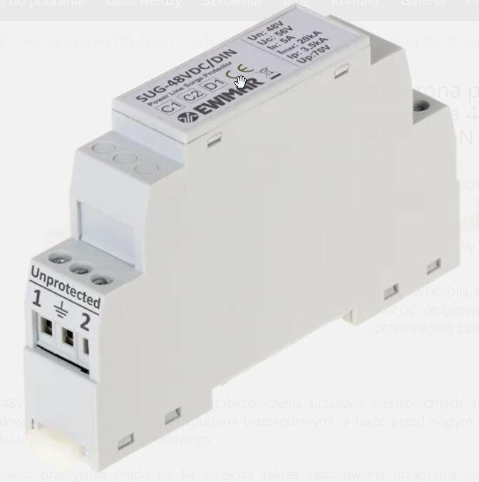 Omezovač přepětí 48 V DC na Din lištu Ewimar SUG-48VDC/DIN