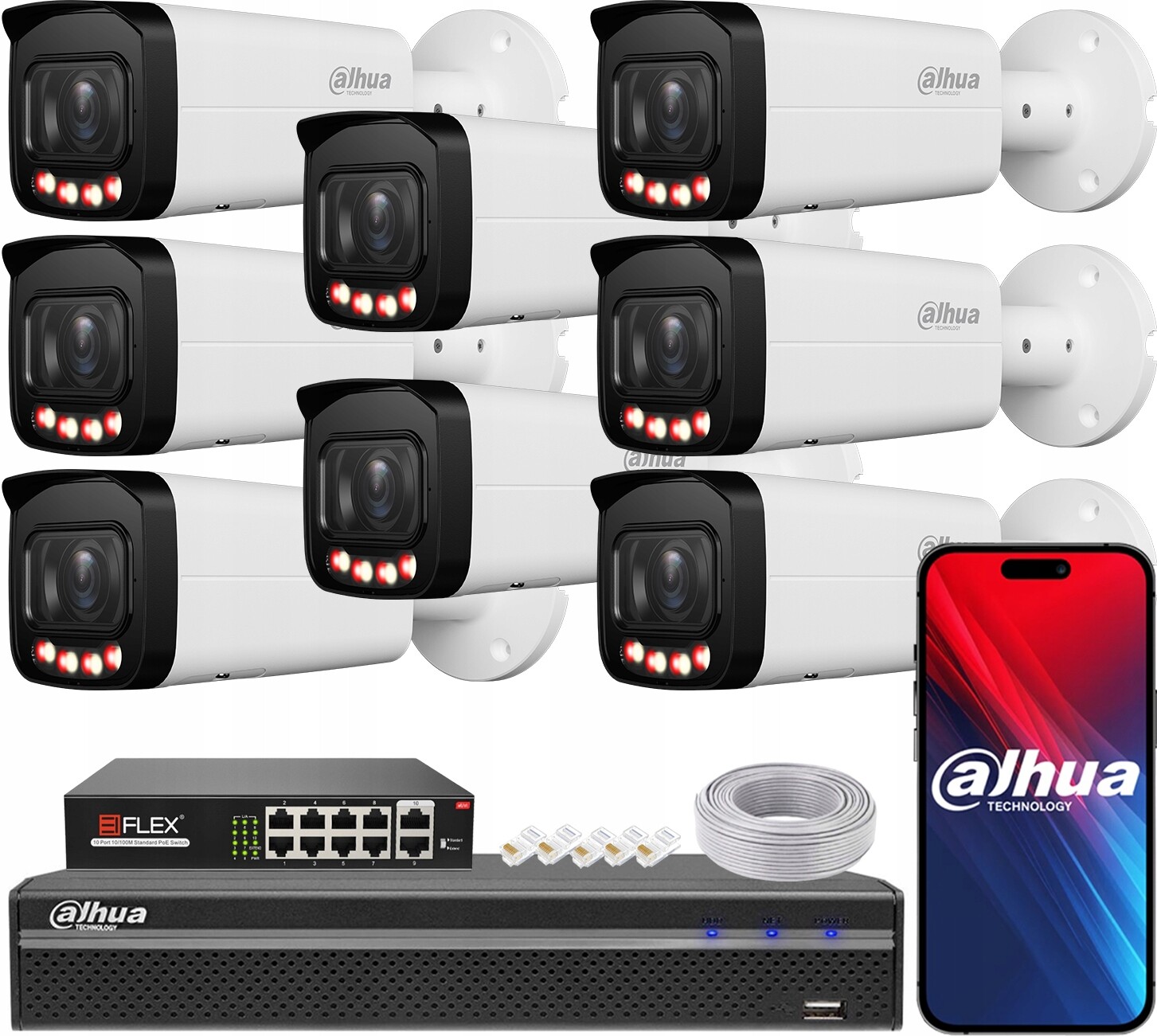 Monitorovací sada Dahua 8 Ip kamer 6Mpx IPC-HFW2649T-ZAS-IL TiOC PoE