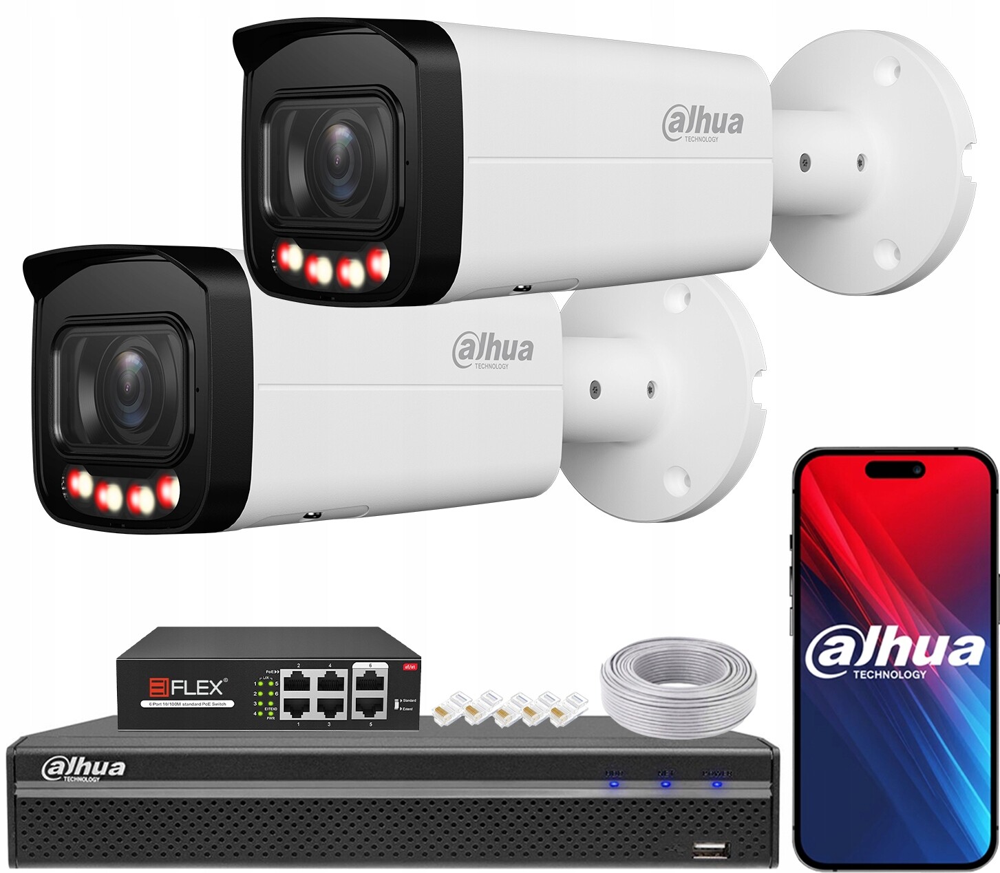 Monitorovací sada Dahua 2x 6Mpx Ip kamera IPC-HFW2649T-ZAS-IL WizSense PoE