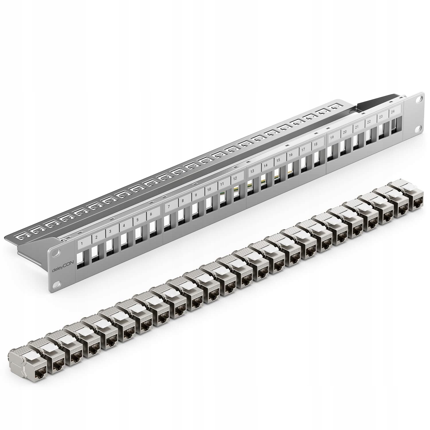 deleyCON 24-portová sada patch panelů CAT7 Rozdělovací panel