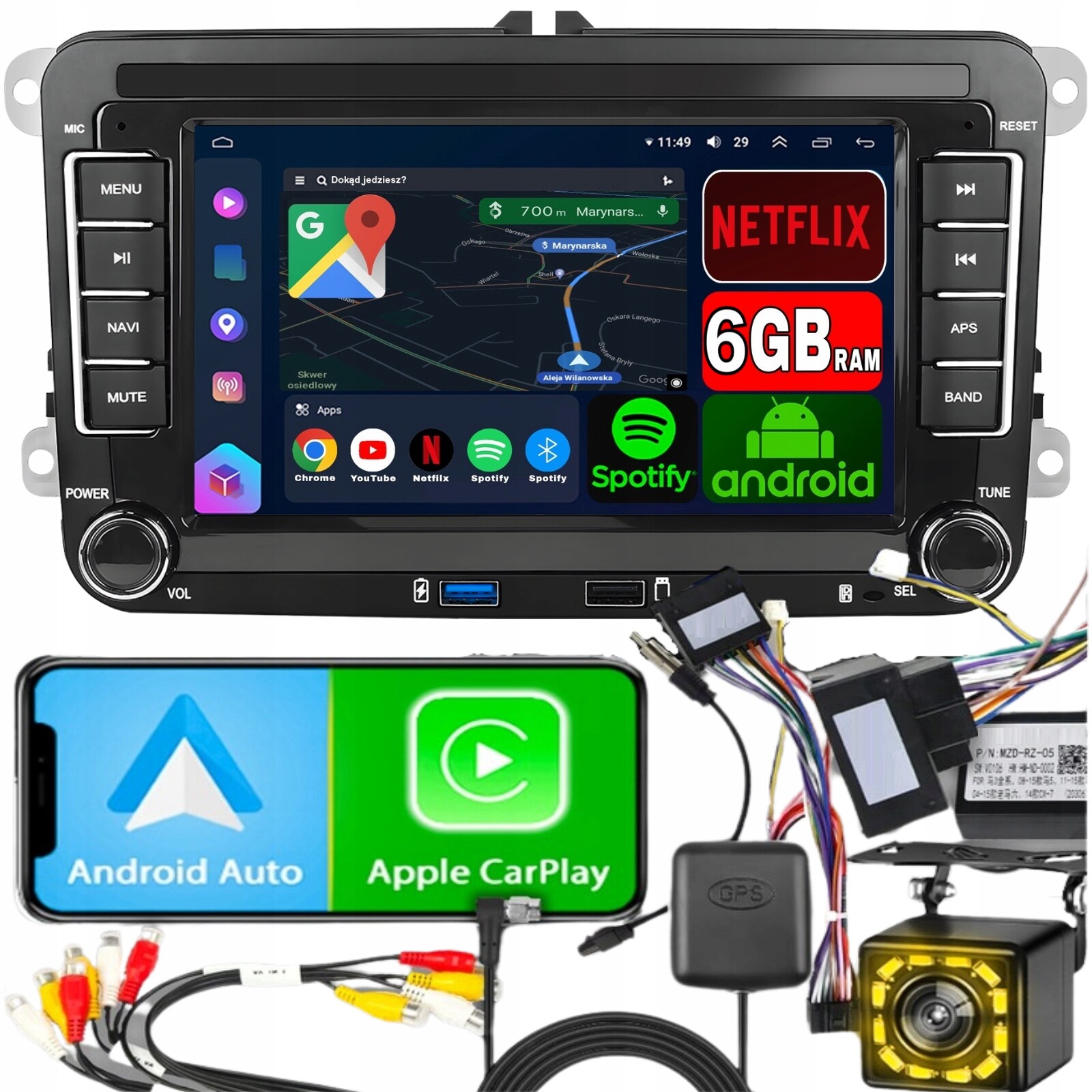 Radio pro Volkswagen Seat Skoda Vw Passat B6 B7 Golf 5 V 6 Wifi Android 6GB