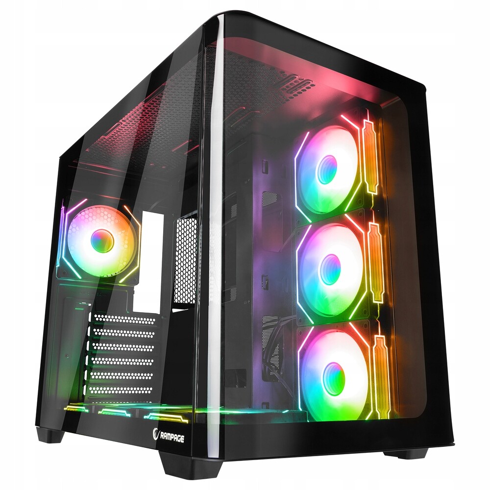 Rampage Loopy Skříň Pc akvária 7x ventilátor Argb Infinity Hub černý