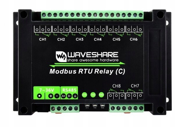 8-ch Latching Relay Reléový modul Modbus Rtu (C) Sku: 30460