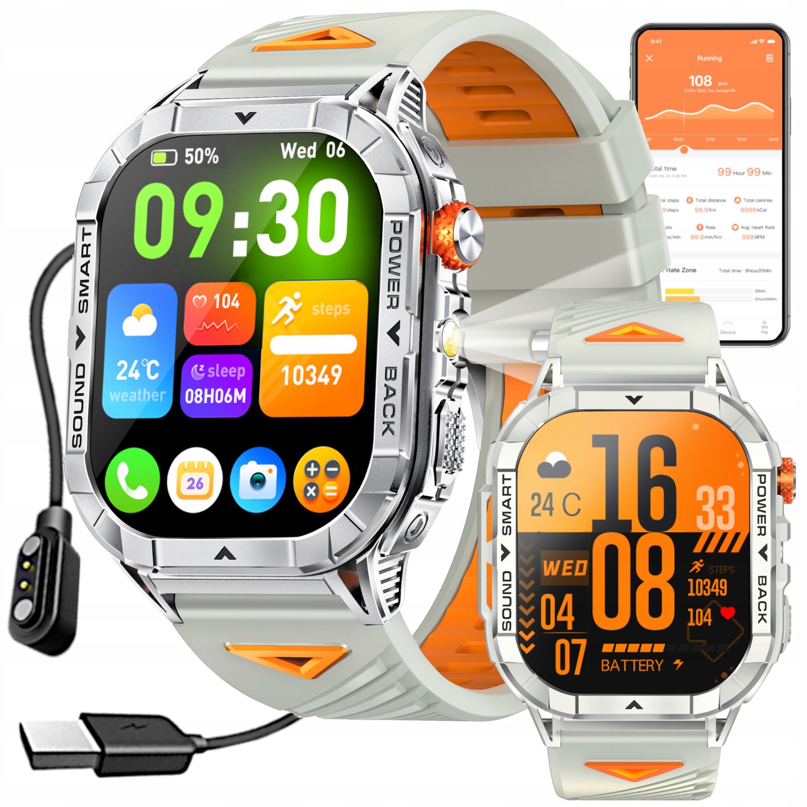 Smartwach pánské terénní hodinky s krytím IP68 Amoled GlacierX Racer Grey