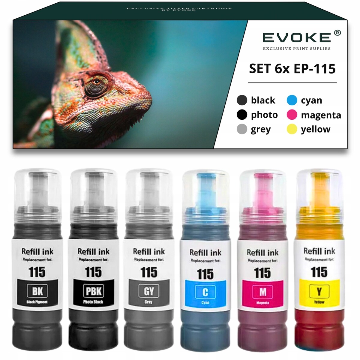 Inkoust pro tiskárnu Epson 115 Sada 6 barev EcoTank L8160 L8180