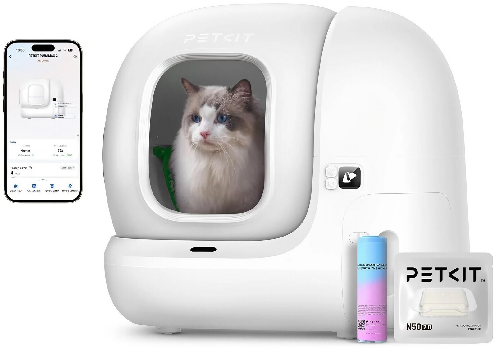 Petkit Pura Max 2 Inteligentní samočistící Toaleta Pro Kočky, N50, Xsecure