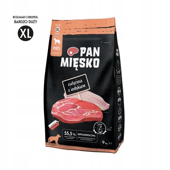 Pan Mięsko Telecí s krůtím masem 9kg XL velká plemena dospělí psi