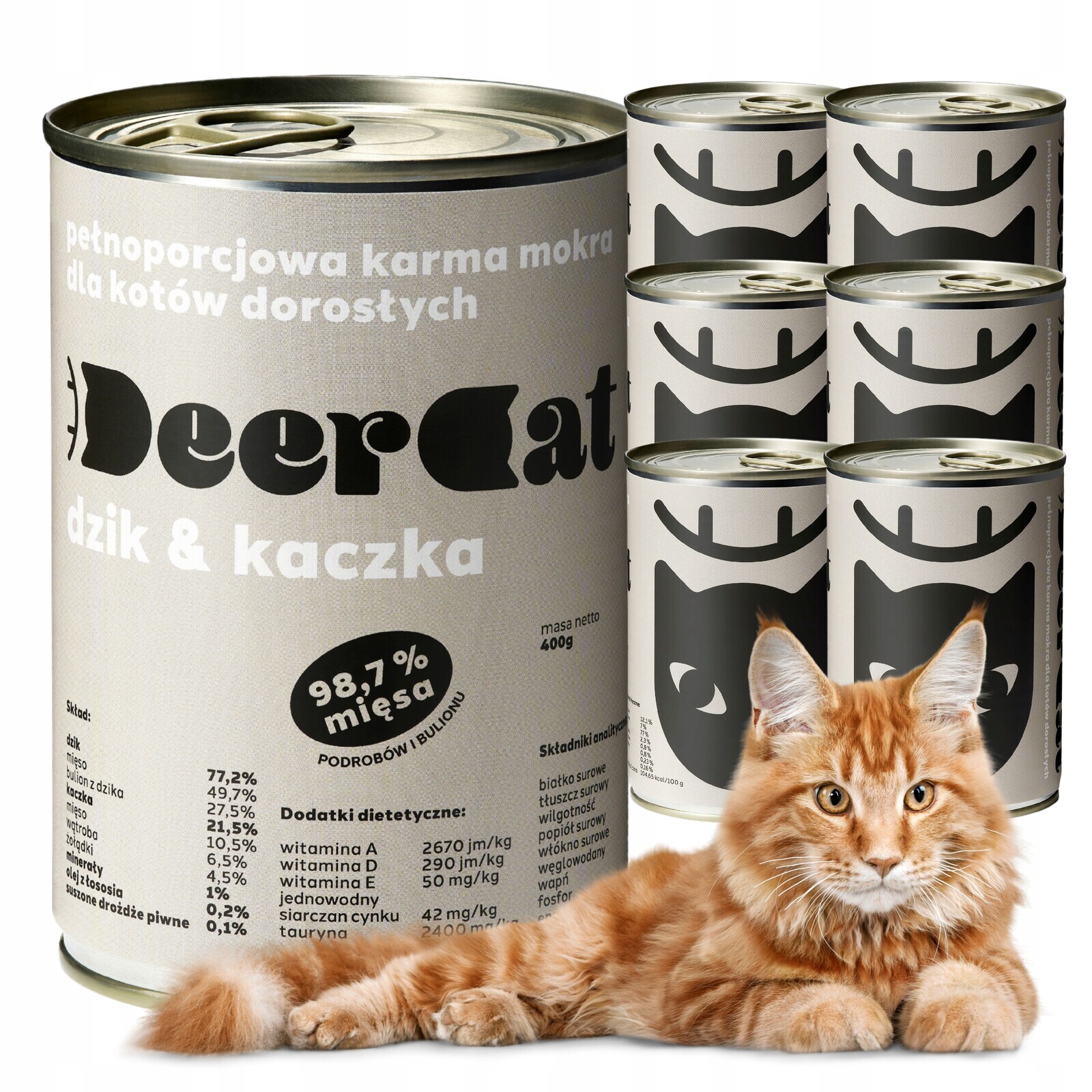 Mokré Krmivo Pro Kočky Divoká Kachna Zvěřina 400 g Kompletní 98,7 % Porcované 98,7 % maso