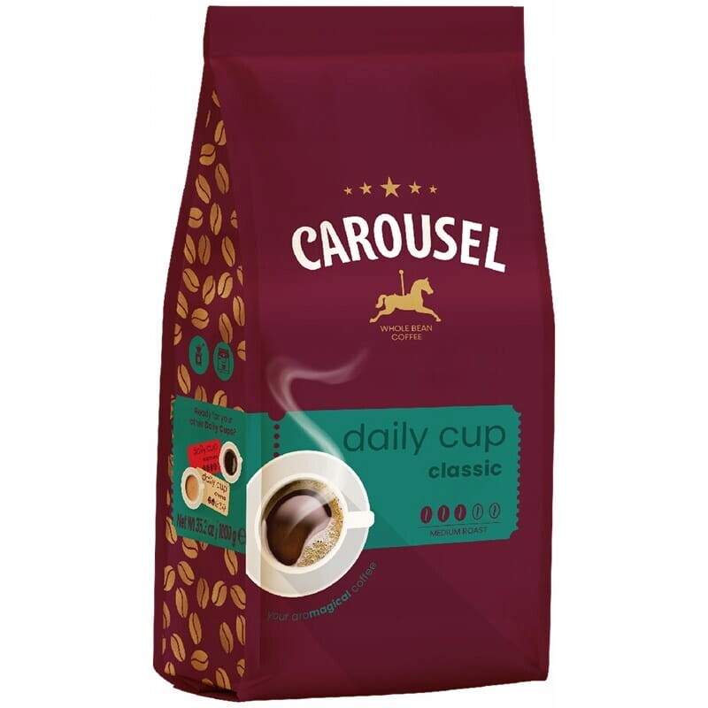 Set 2 ks: Káva zrnková Carousel Coffee Daily Cup Classic 1 kg